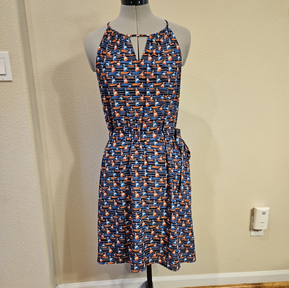 41 Hawthorn Halter Dress, Size Small, Blue And Red Sailboats